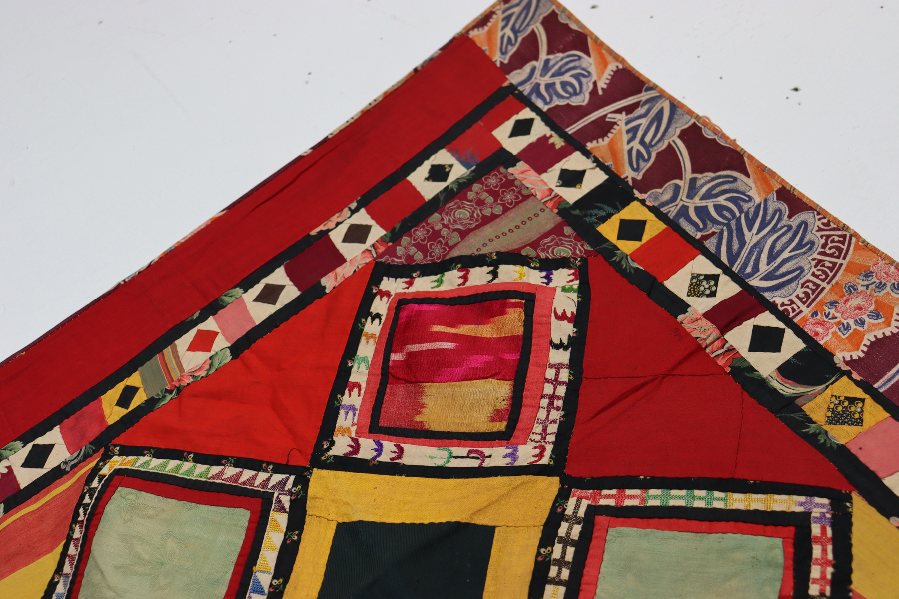 Antique Uzbek tribal silk Hand Sewn Embroidered Lakai Patchwork No: US - 3