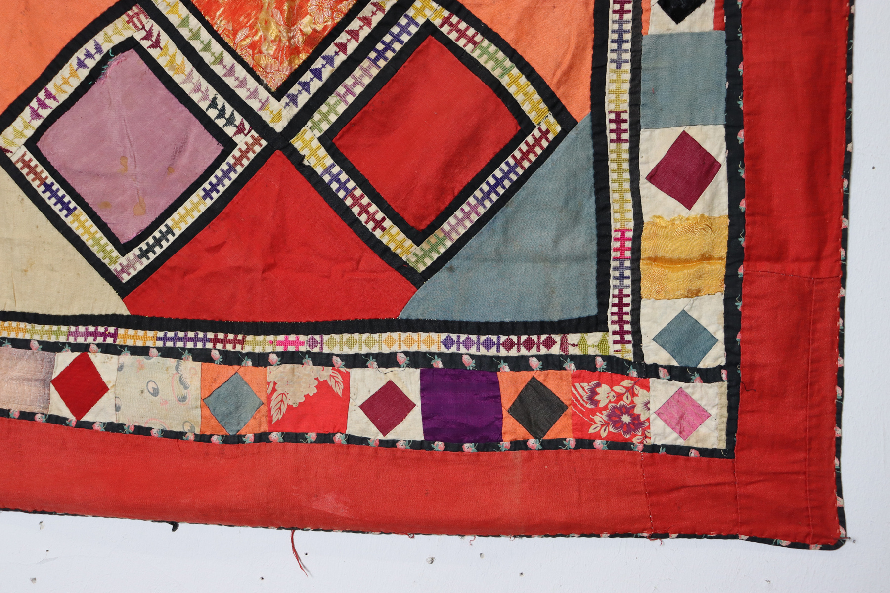 Antique Uzbek tribal silk Hand Sewn Embroidered Lakai Patchwork No: US - 4