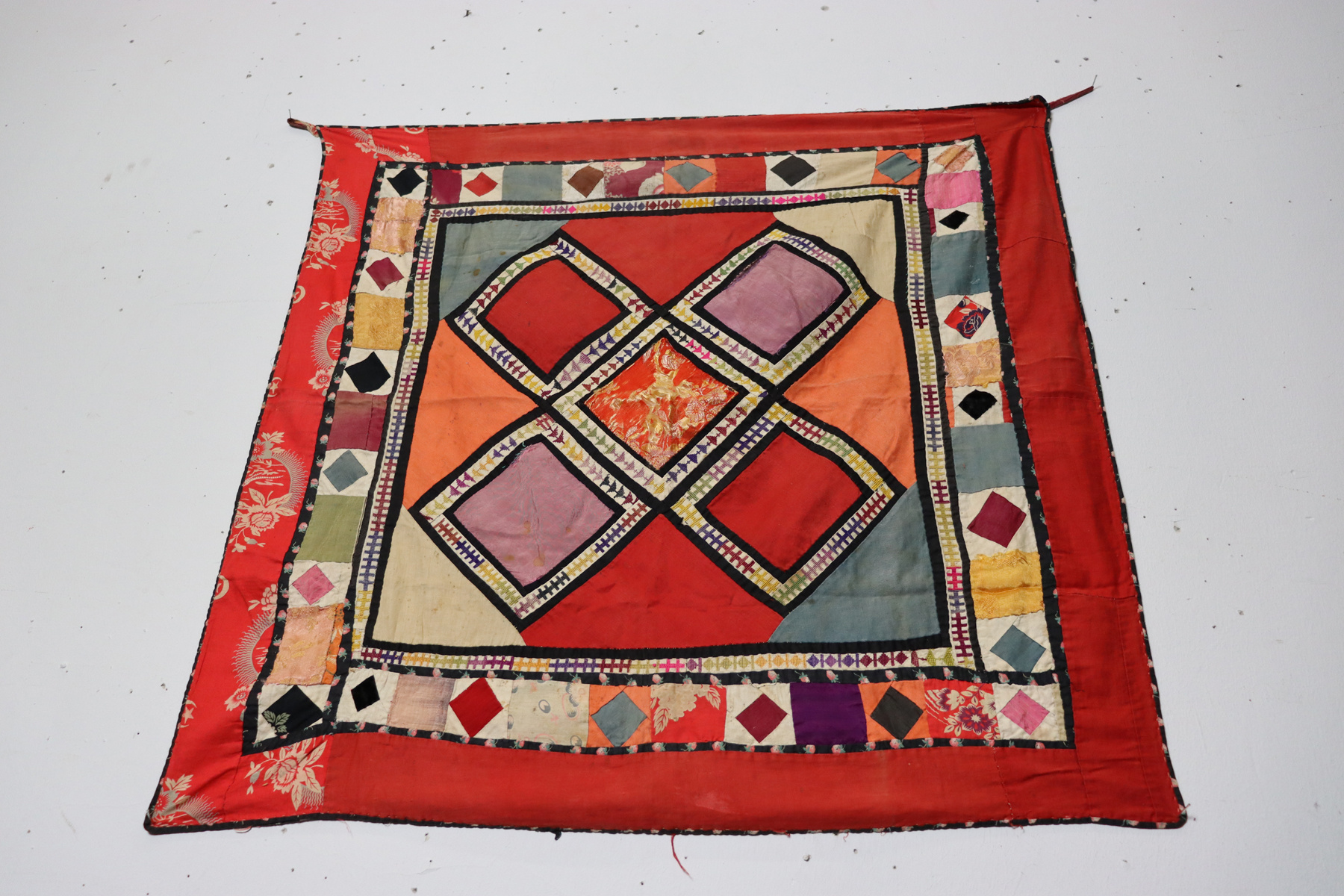 Antique Uzbek tribal silk Hand Sewn Embroidered Lakai Patchwork No: US - 4