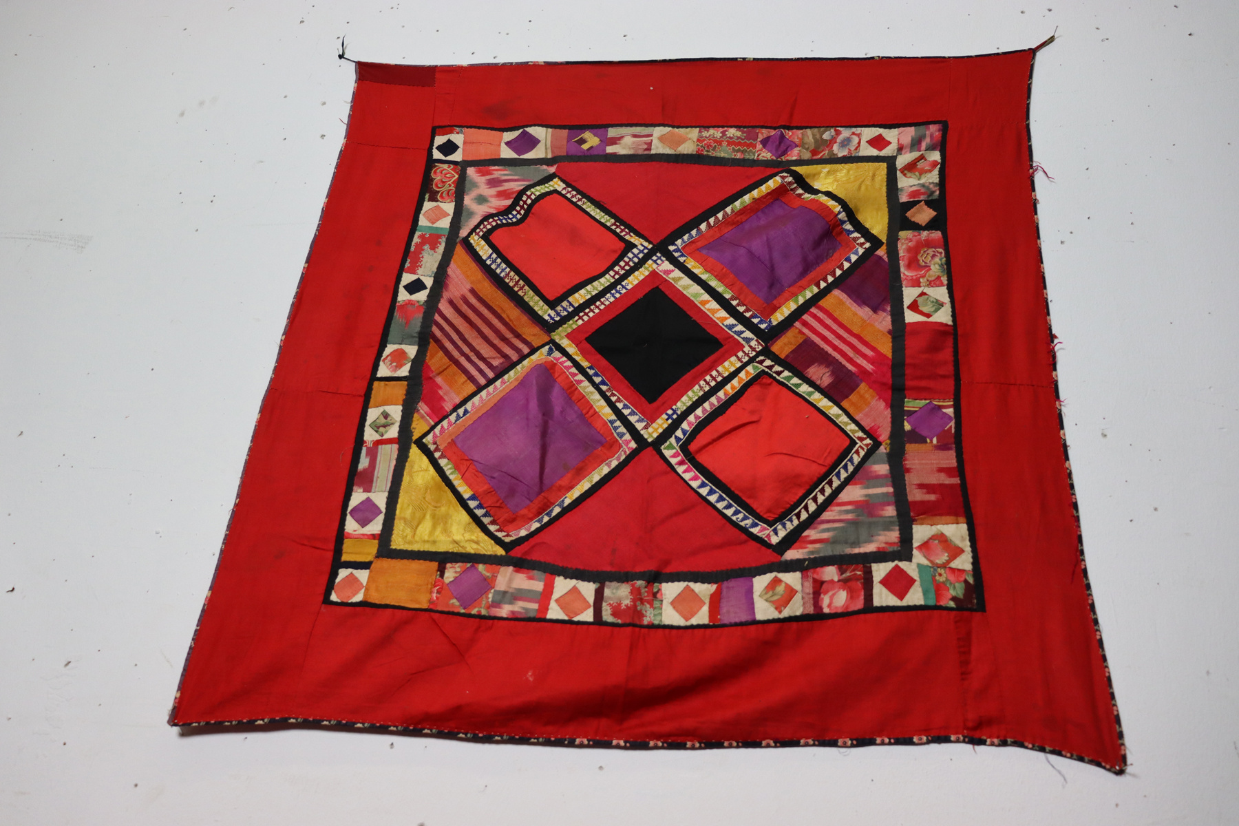 Antique Uzbek tribal silk Hand Sewn Embroidered Lakai Patchwork No: US - 6