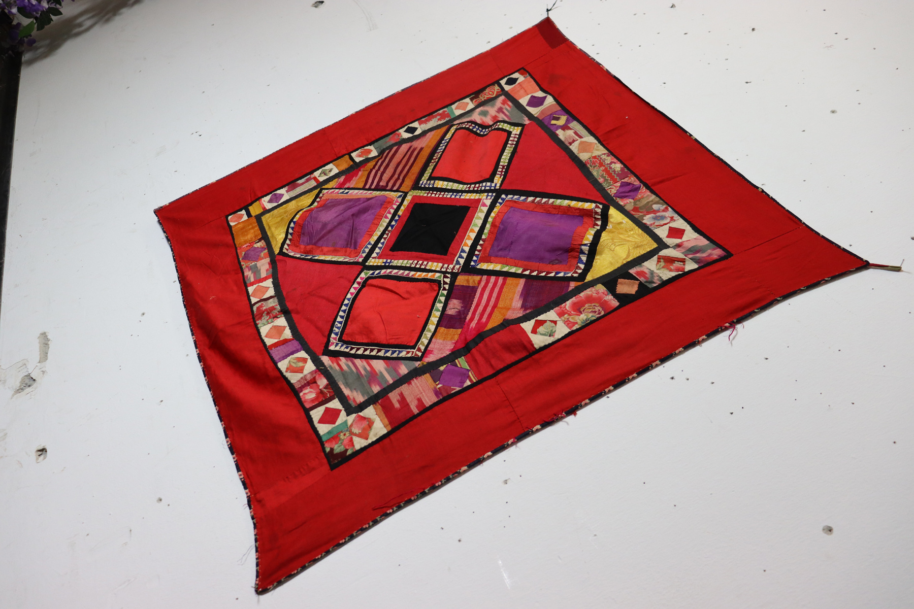 Antique Uzbek tribal silk Hand Sewn Embroidered Lakai Patchwork No: US - 6