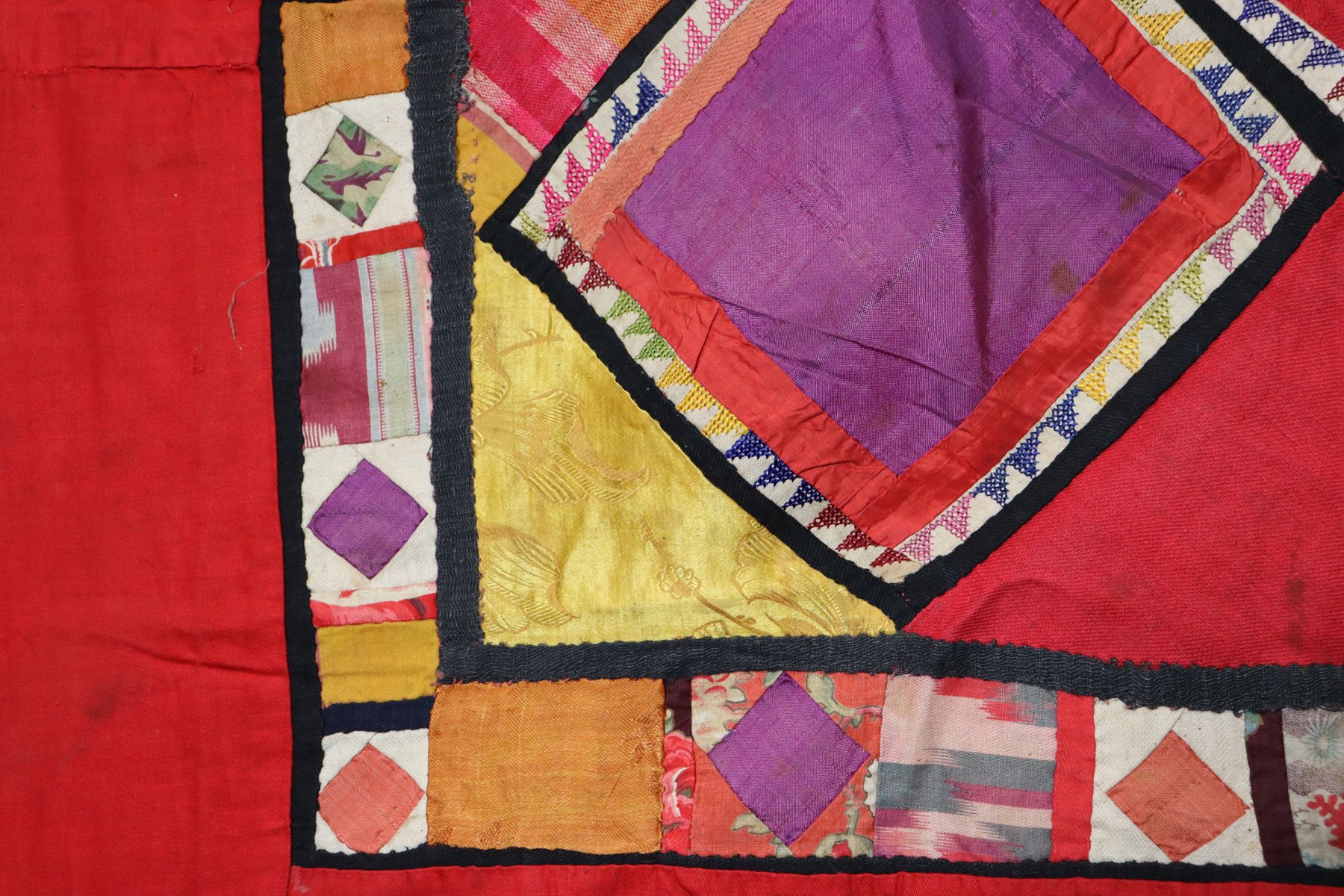 Antique Uzbek tribal silk Hand Sewn Embroidered Lakai Patchwork No: US - 6