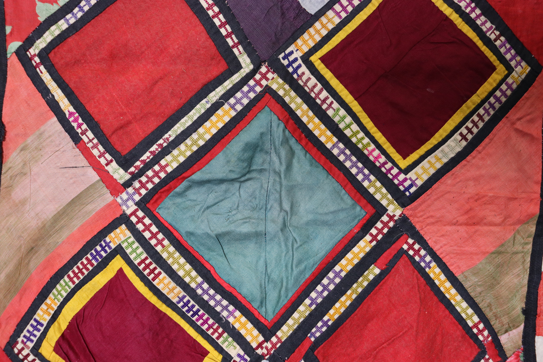 Antique Uzbek tribal silk Hand Sewn Embroidered Lakai Patchwork No: US - 7