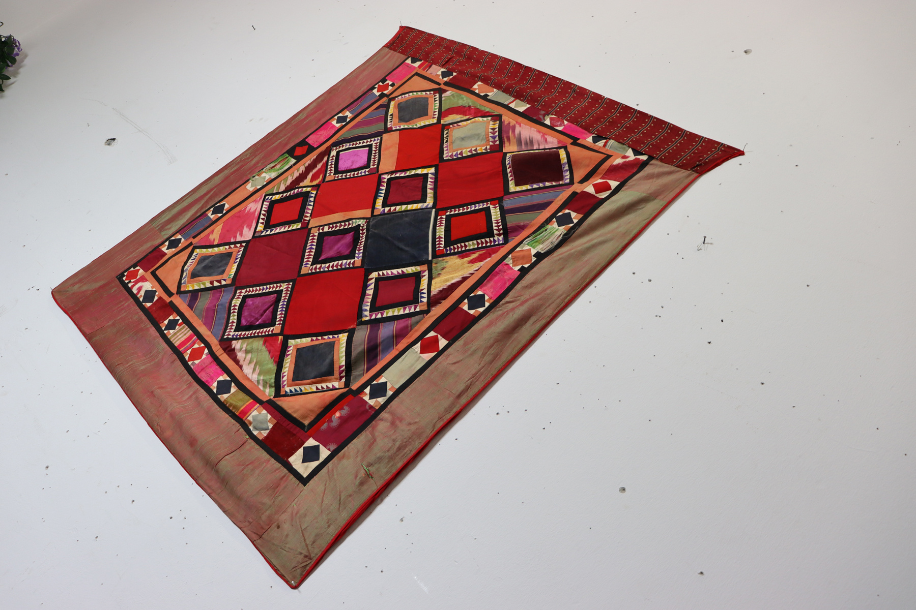 Antique Uzbek tribal silk Hand Sewn Embroidered Lakai Patchwork No: US - 8