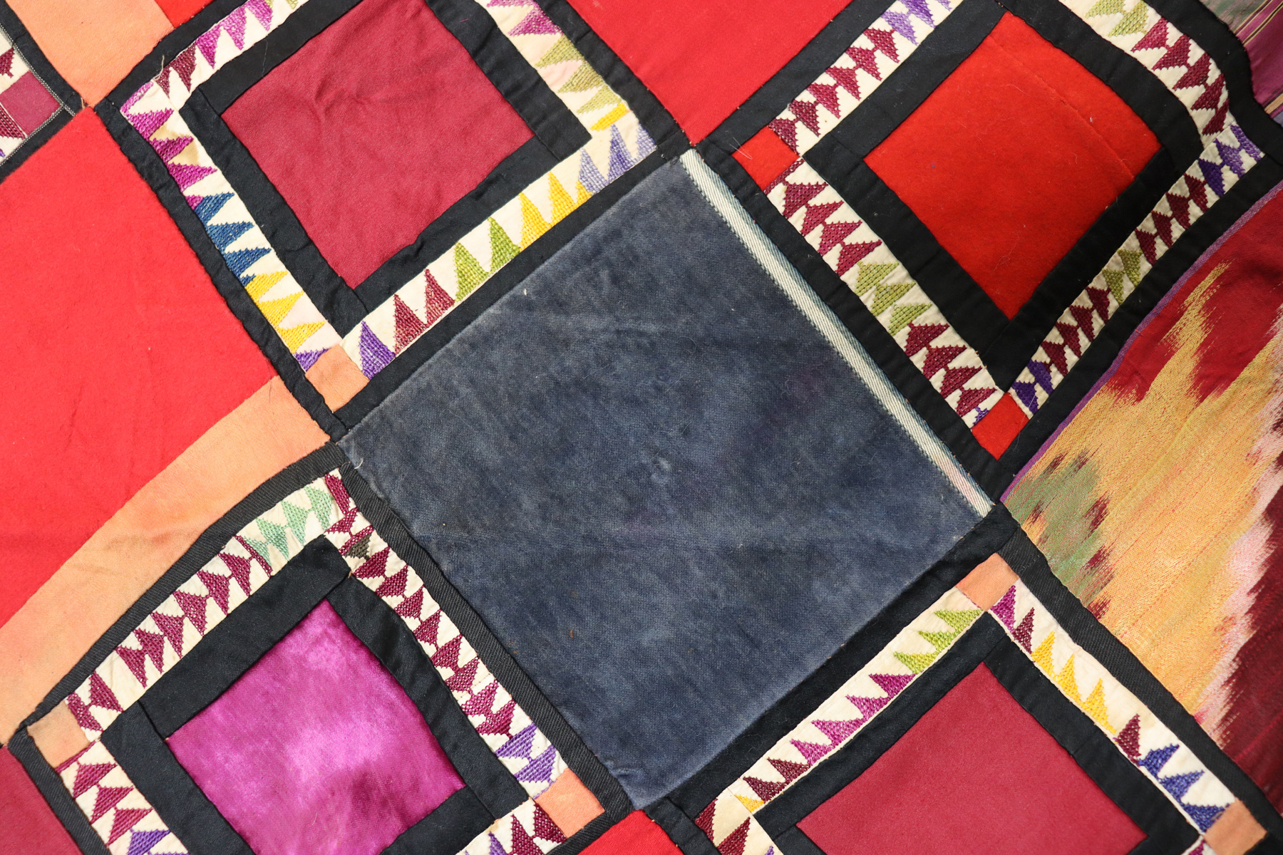 Antique Uzbek tribal silk Hand Sewn Embroidered Lakai Patchwork No: US - 8