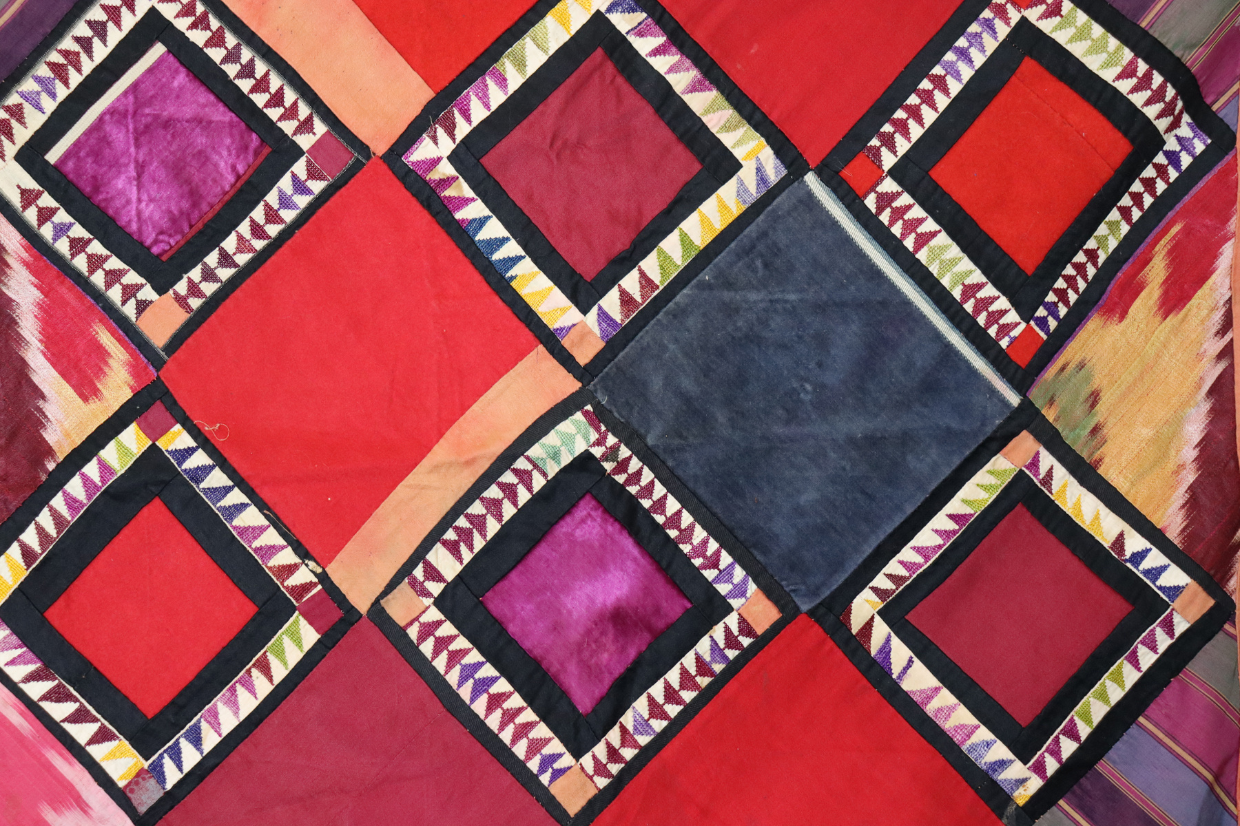 Antique Uzbek tribal silk Hand Sewn Embroidered Lakai Patchwork No: US - 8