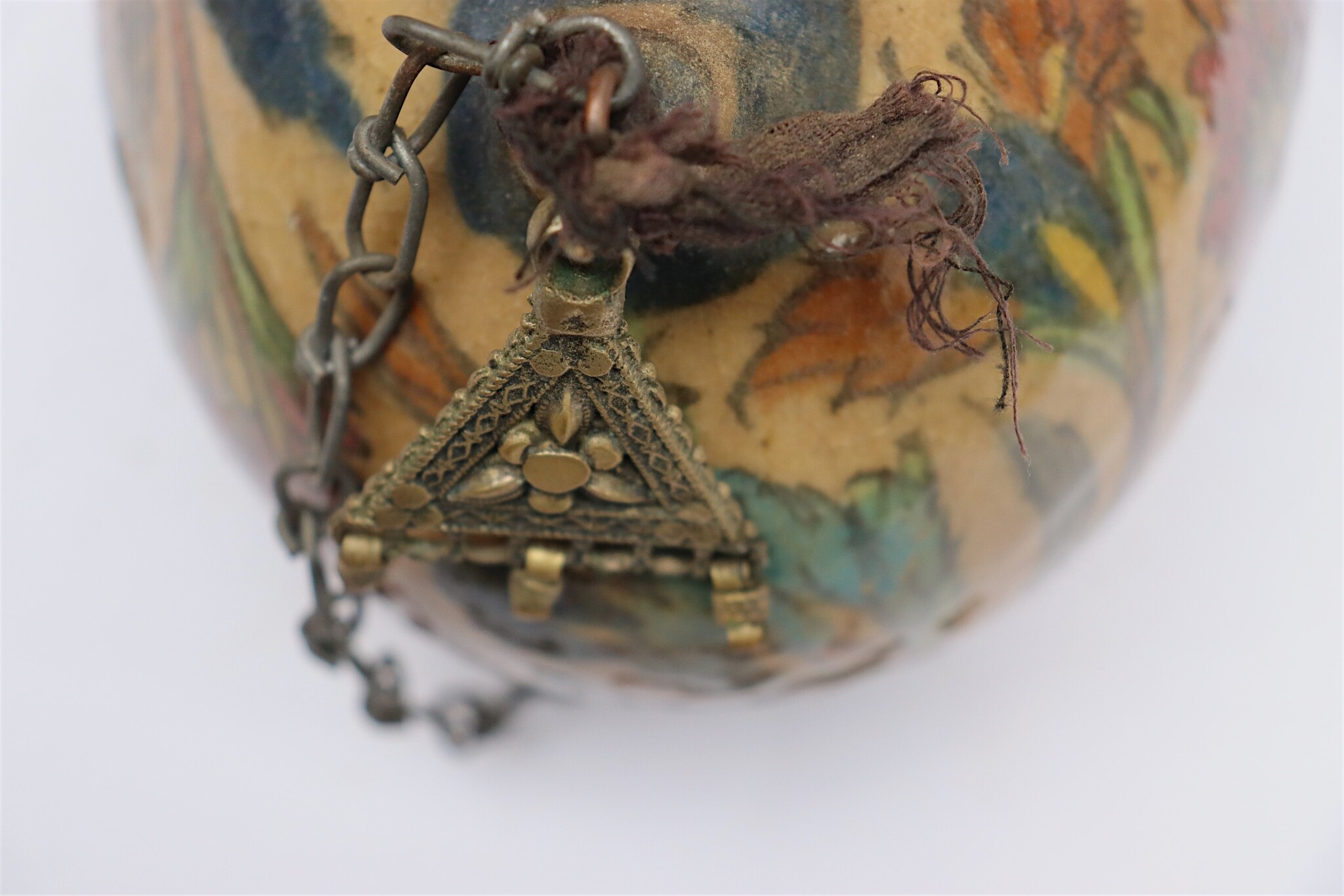 islamic Qajar Kashkul, 20th Century, made from ceramic, stone paste with polychrome flower decoration  underneath a clear glaze.   25B