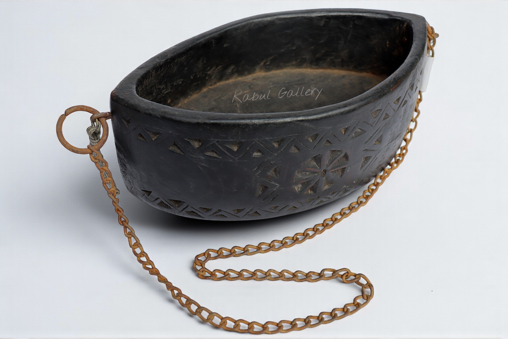 Antique wooden Kashkul Kashkool Begging Bowl Sufi Dervash No:3