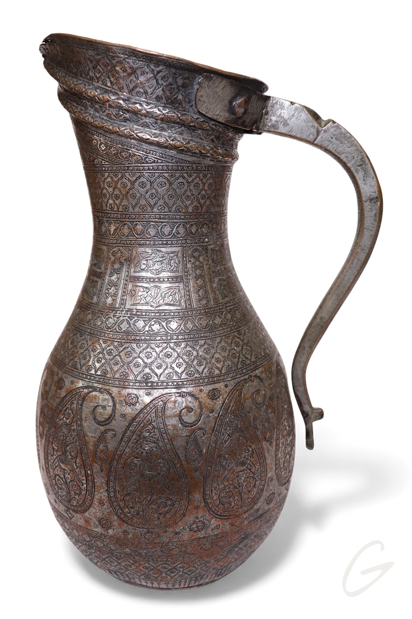 Antique Islamic Tinned Copper Pitcher Middle Eastern Persian Antique 19th Century Ewer water jug Ewer 19th century Bukhara - Samarkand 25 - G