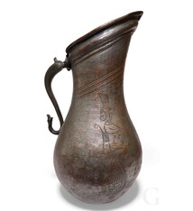 Antique hand Antique Islamic Tinned Copper Pitcher Middle Eastern Persian Antique 19th Century Ewer water jug Ewer 19th century Bukhara - Samarkand 25 - H