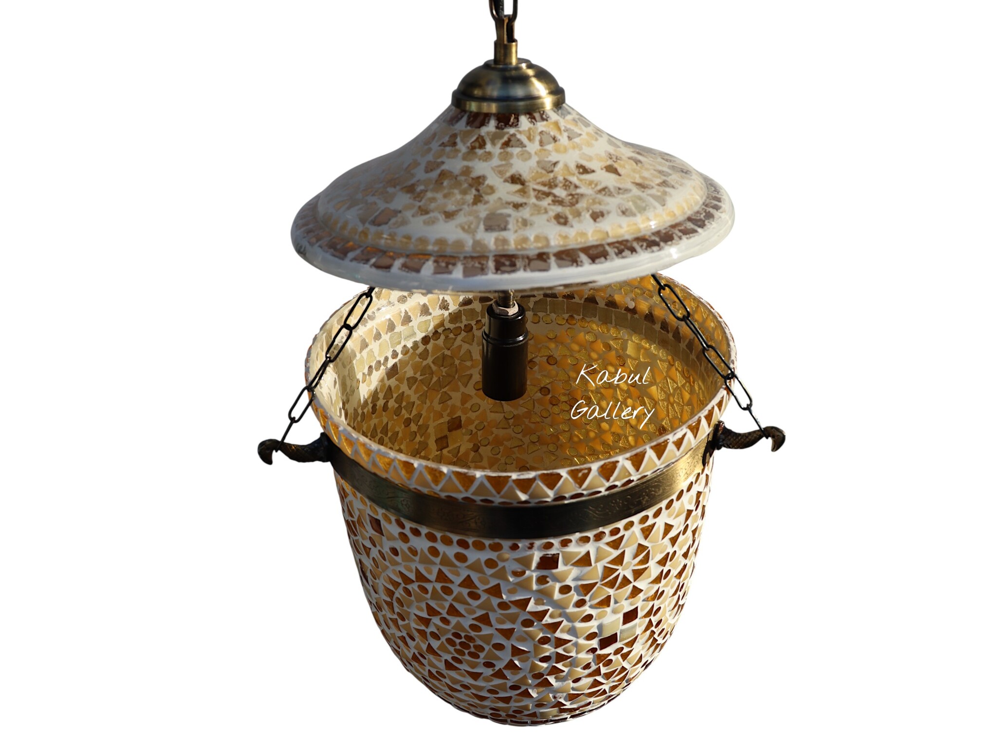 Glass Hundi Pendant Lamp With Single Fitting No:9