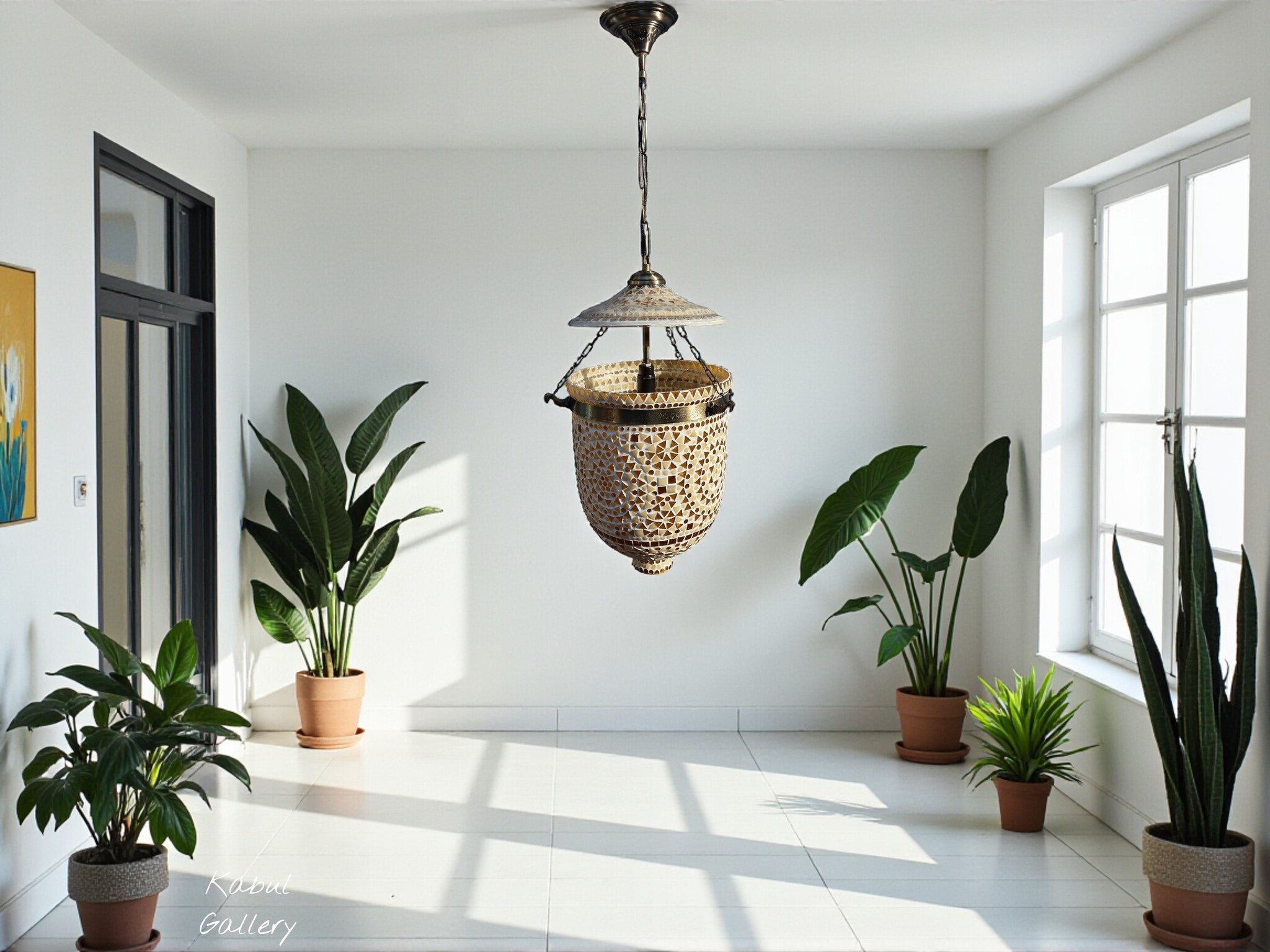 Glass Hundi Pendant Lamp With Single Fitting No:9