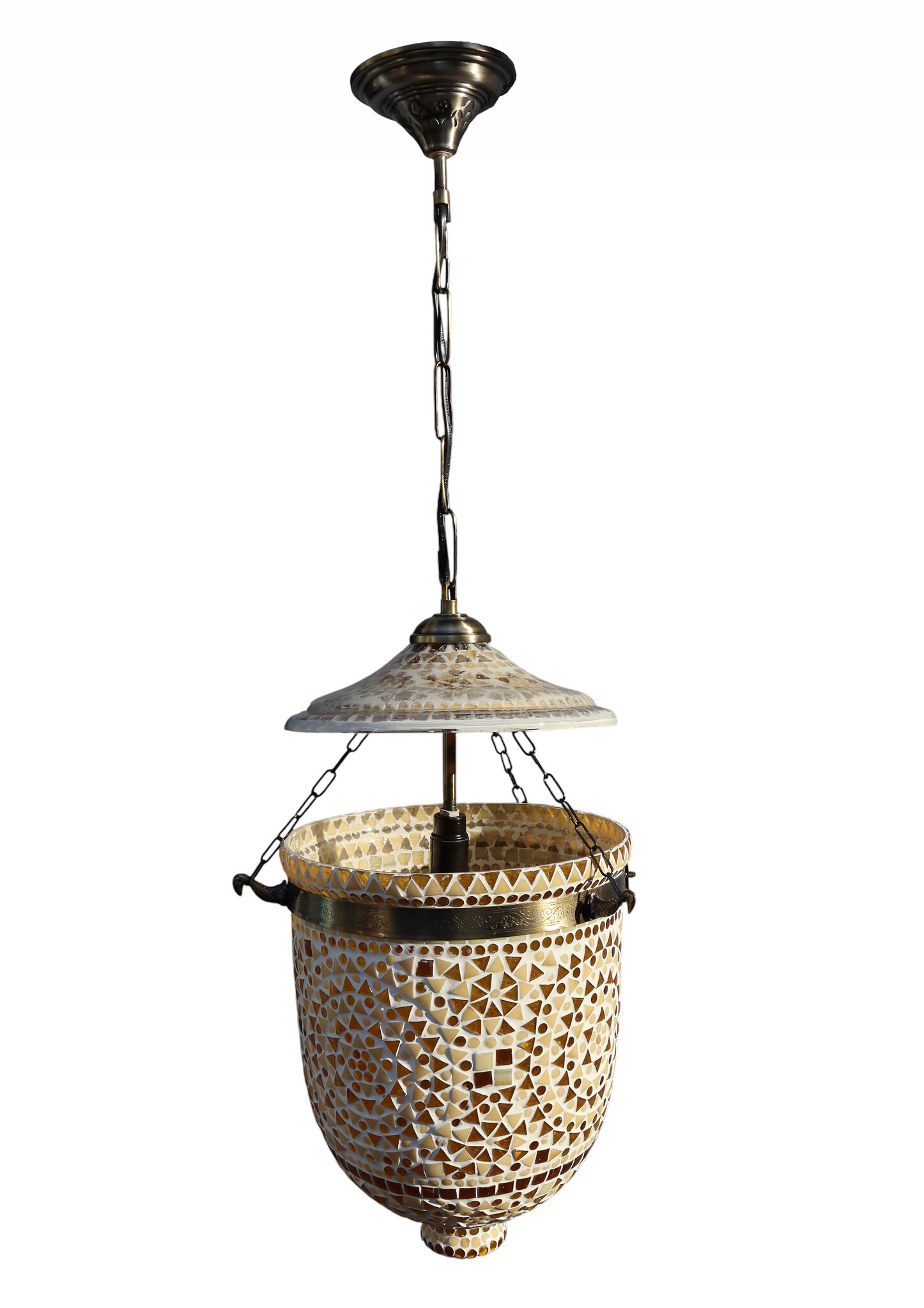 Hundi Pendelleuchte aus Glas mit Einzelfassung Mosaik Bell Jar Glas lampe Nr:9