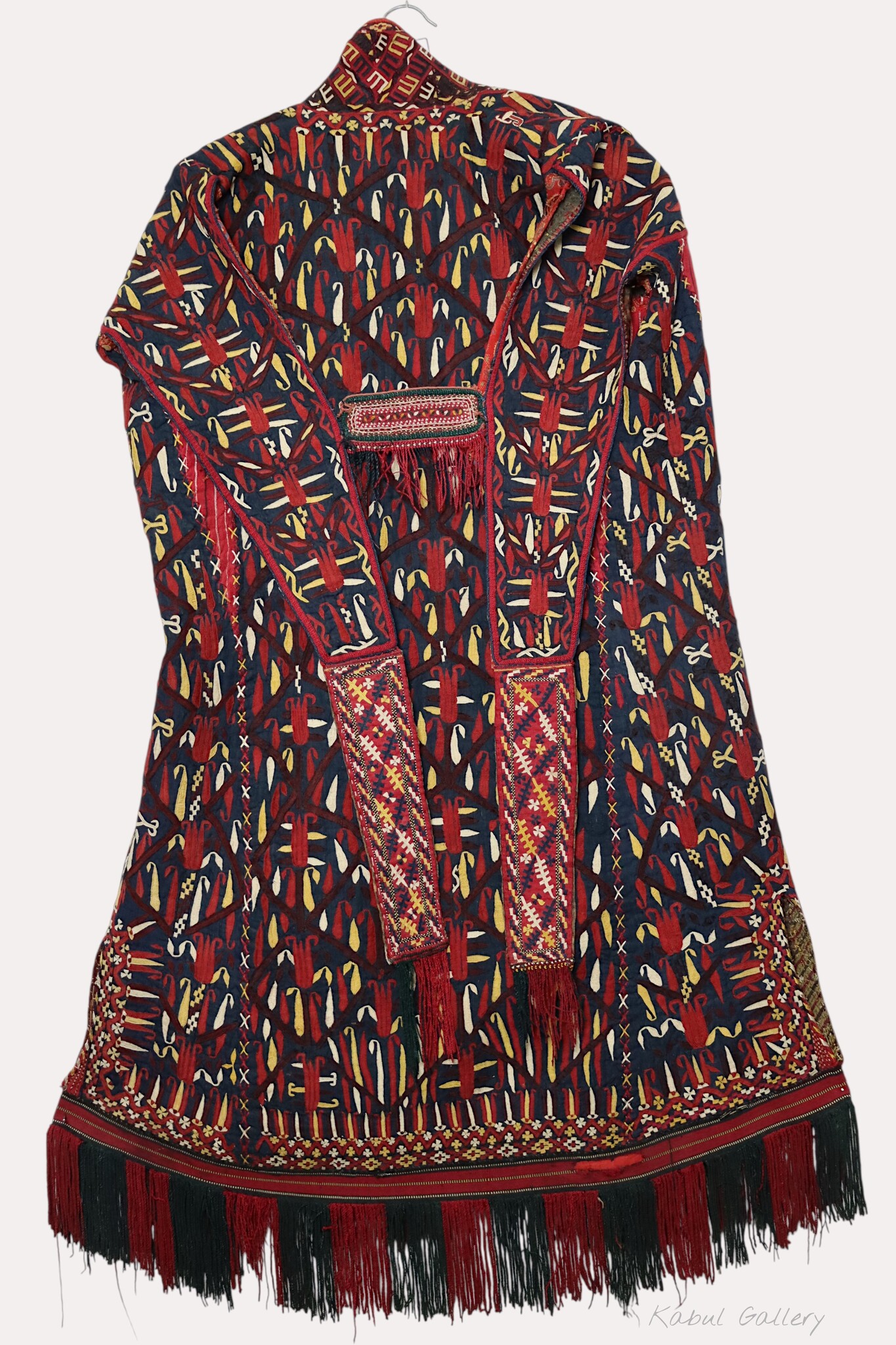 antique embroidered Woman’s Tekke Turkmen Mantle chyrpy robe Coat 19th Century black 9052/24