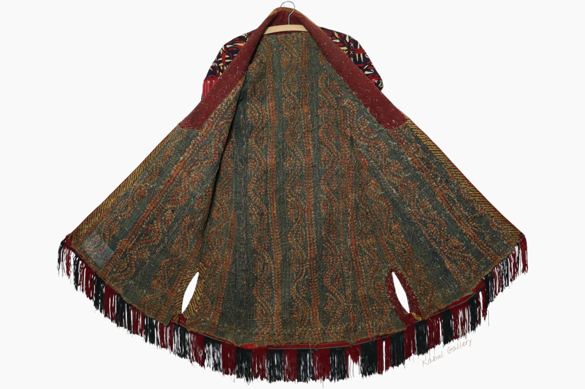 antique embroidered Woman’s Tekke Turkmen Mantle chyrpy robe Coat 19th Century black 9052/24