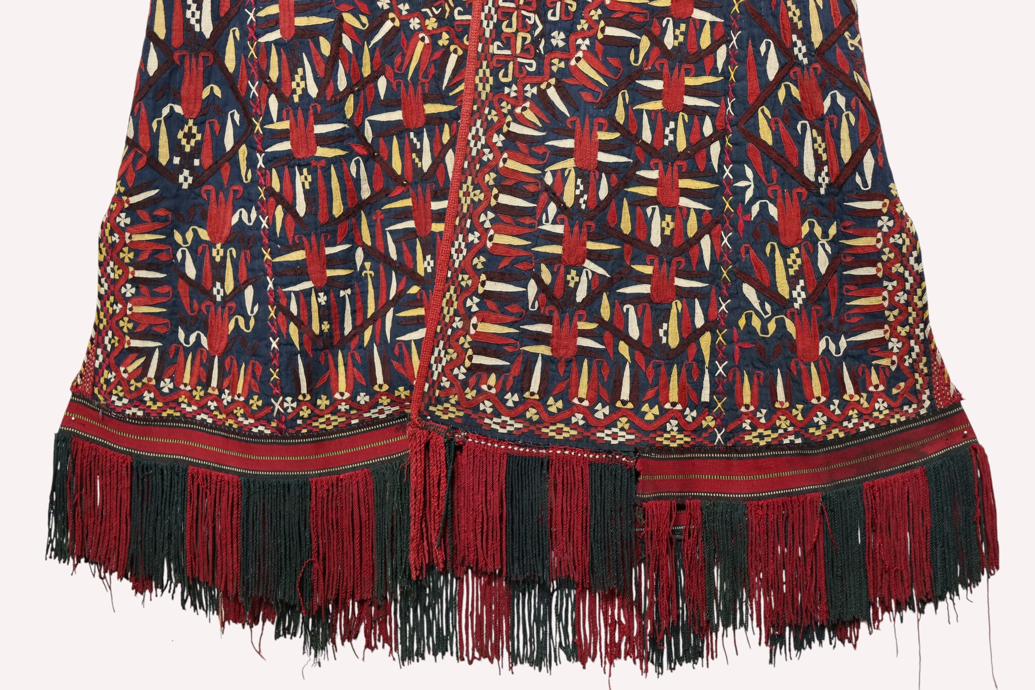 antique embroidered Woman’s Tekke Turkmen Mantle chyrpy robe Coat 19th Century black 9052/24