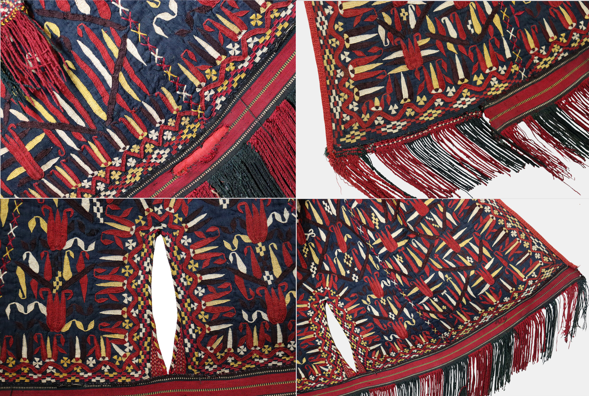 antique embroidered Woman’s Tekke Turkmen Mantle chyrpy robe Coat 19th Century black 9052/24