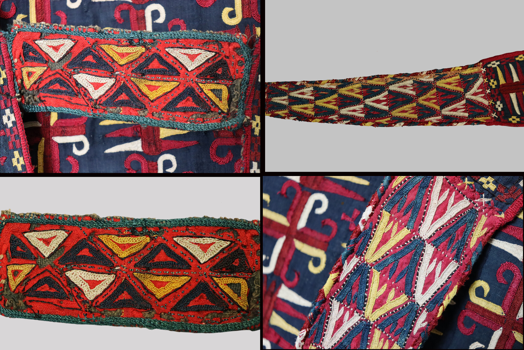 antik Orient Turkmenische Nomaden Chirpy Mantel khalat afghan uzbek kleid afghanistan hand bestickt kostüm Chapan Turkmen Tekke Chyrpy Schwarz  9052/23