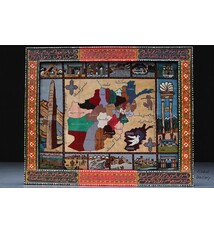 135x110 cm afghan Orientteppich Landkarte super-feine Qualität Seiden Afghan orientteppich Silk Carpet mit Holz Rahmen (XL)