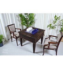 Unique Solid Wood Hand Carved Chess Table Chess Board & Chess Pieces Made From Lapis Lazuli Marble Handmade Chess Set from Afghanistan