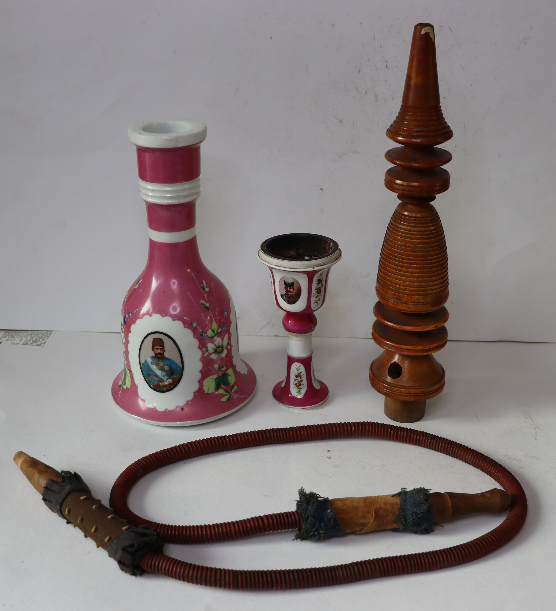 Antique painted porcelain huqqa for Persian market