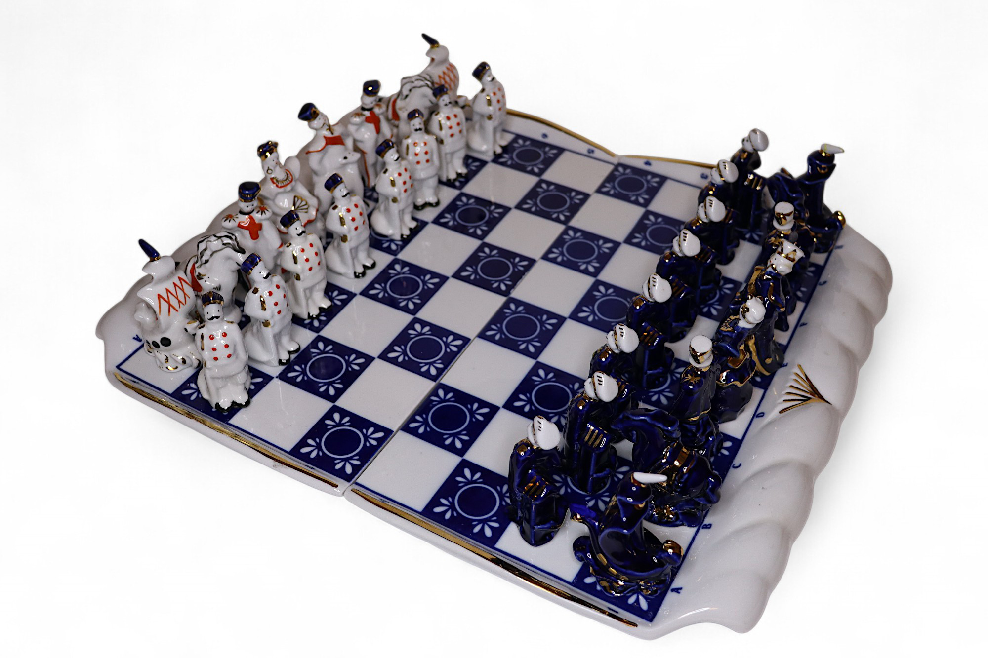 Rare Vintage Gardner Verbilki Russian Porcelain Chess Set  (blue ) - 26