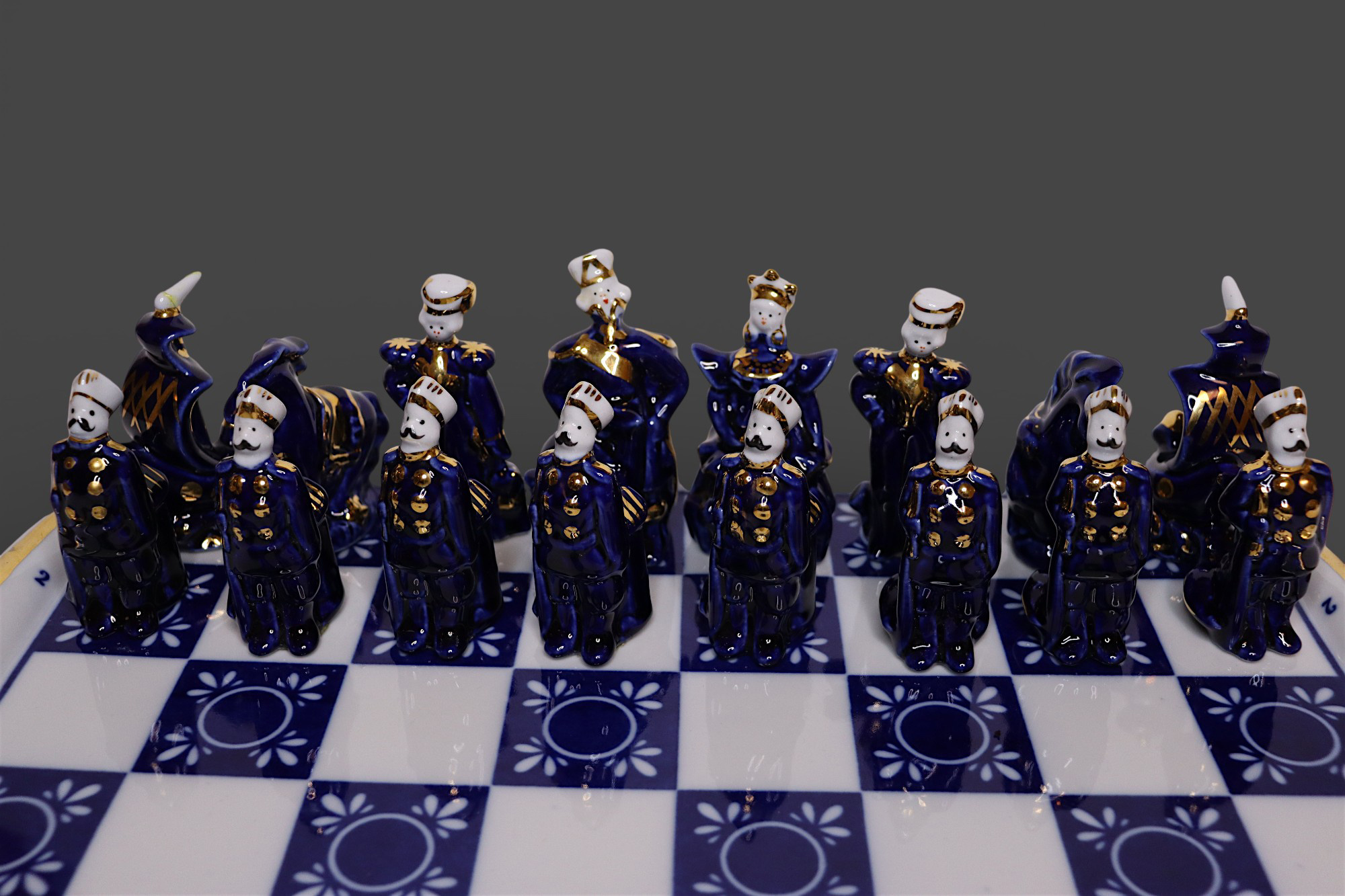 Rare Vintage Gardner Verbilki Russian Porcelain Chess Set  (blue ) - 26