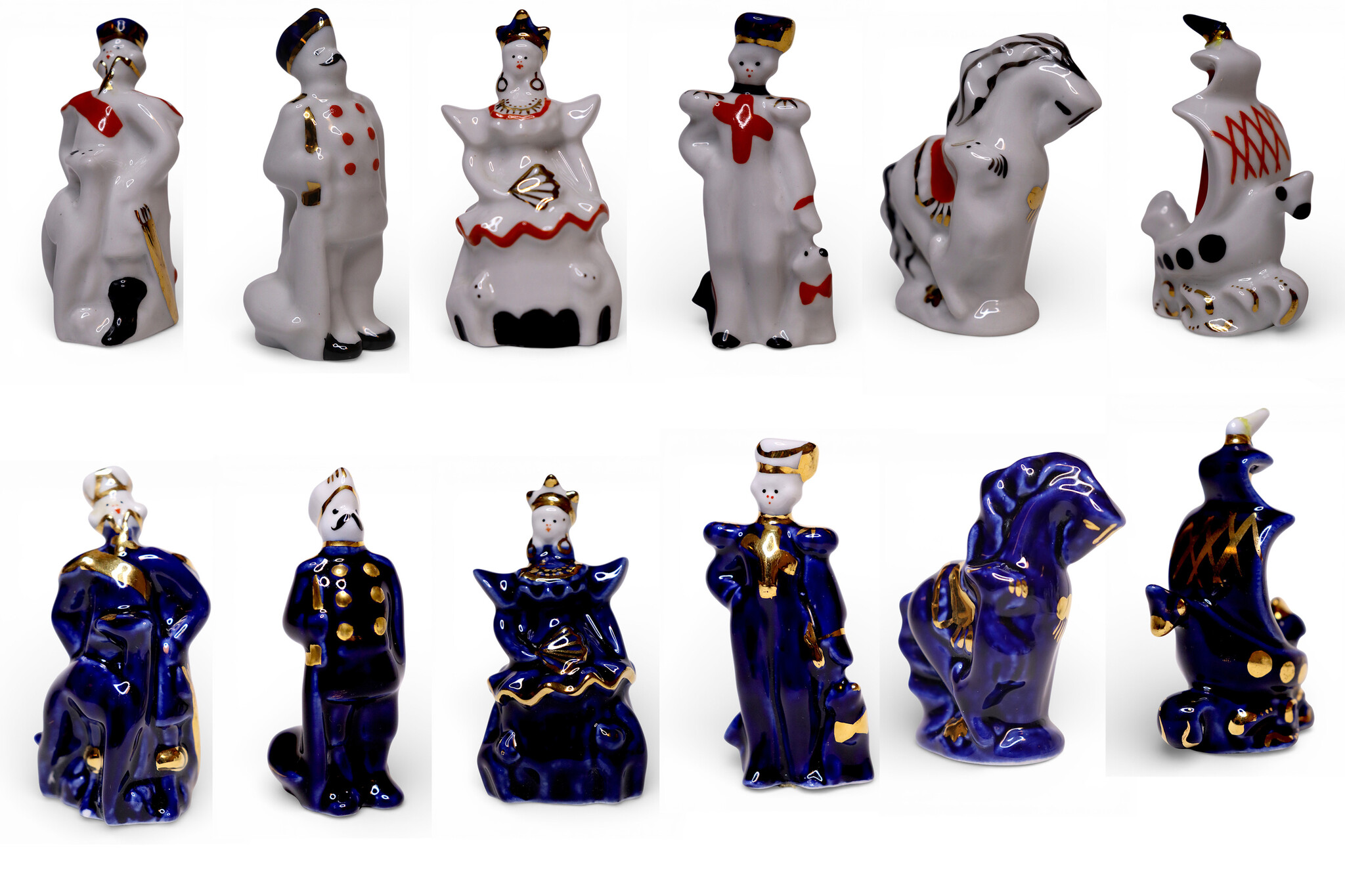 Rare Vintage Gardner Verbilki Russian Porcelain Chess Set  (blue ) - 26