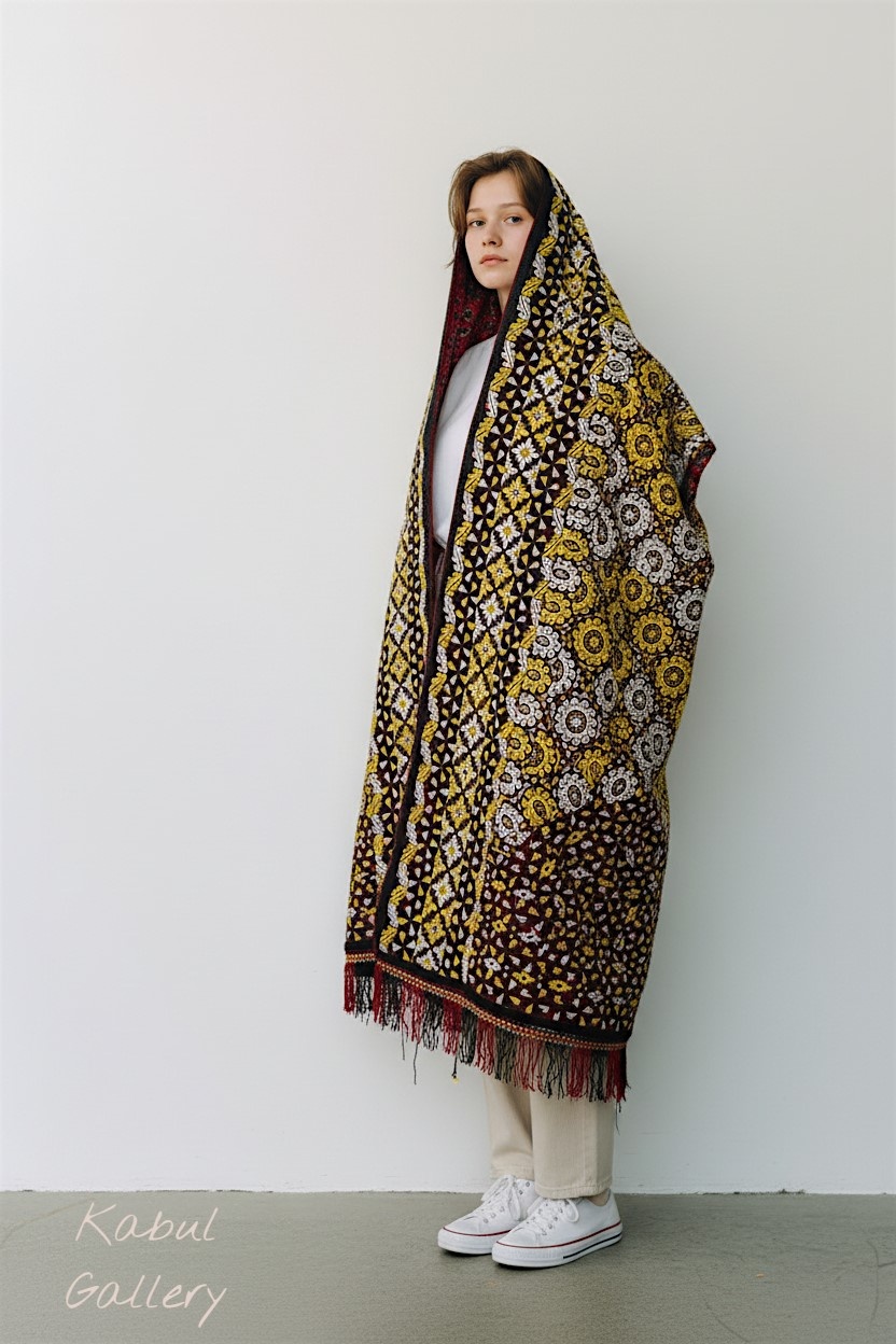 antique silk hand embroidered nomadic Turkmen Uzbek Afghan Ethnic Chapan coat Chirpy Turkmen Tekke Chyrpy Paranja  26B