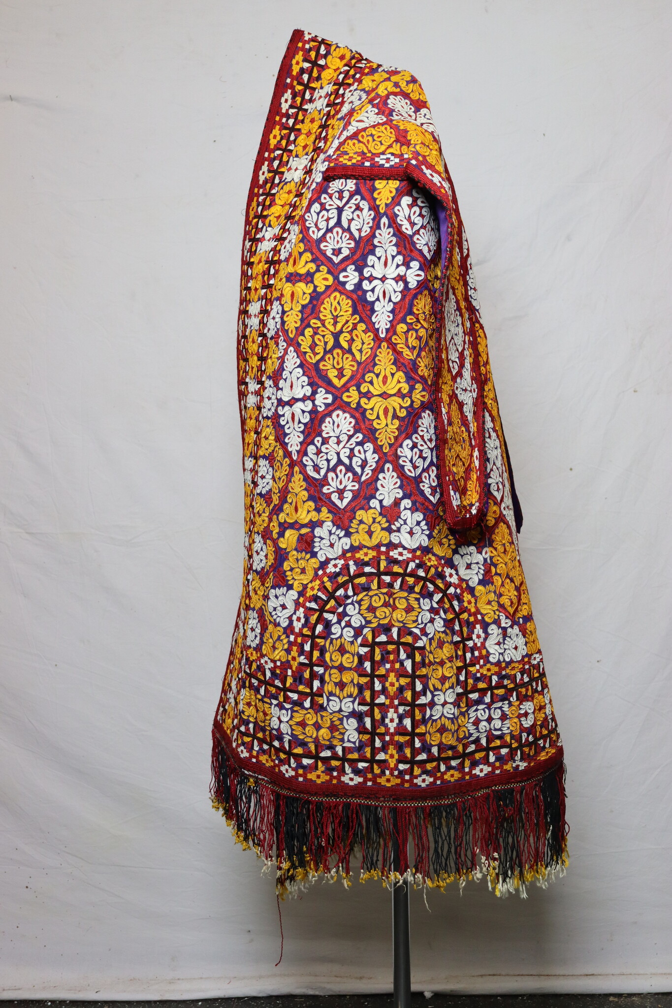 antique silk hand embroidered nomadic Turkmen Uzbek Afghan Ethnic Chapan coat Chirpy Turkmen Tekke Chyrpy Paranja  26C