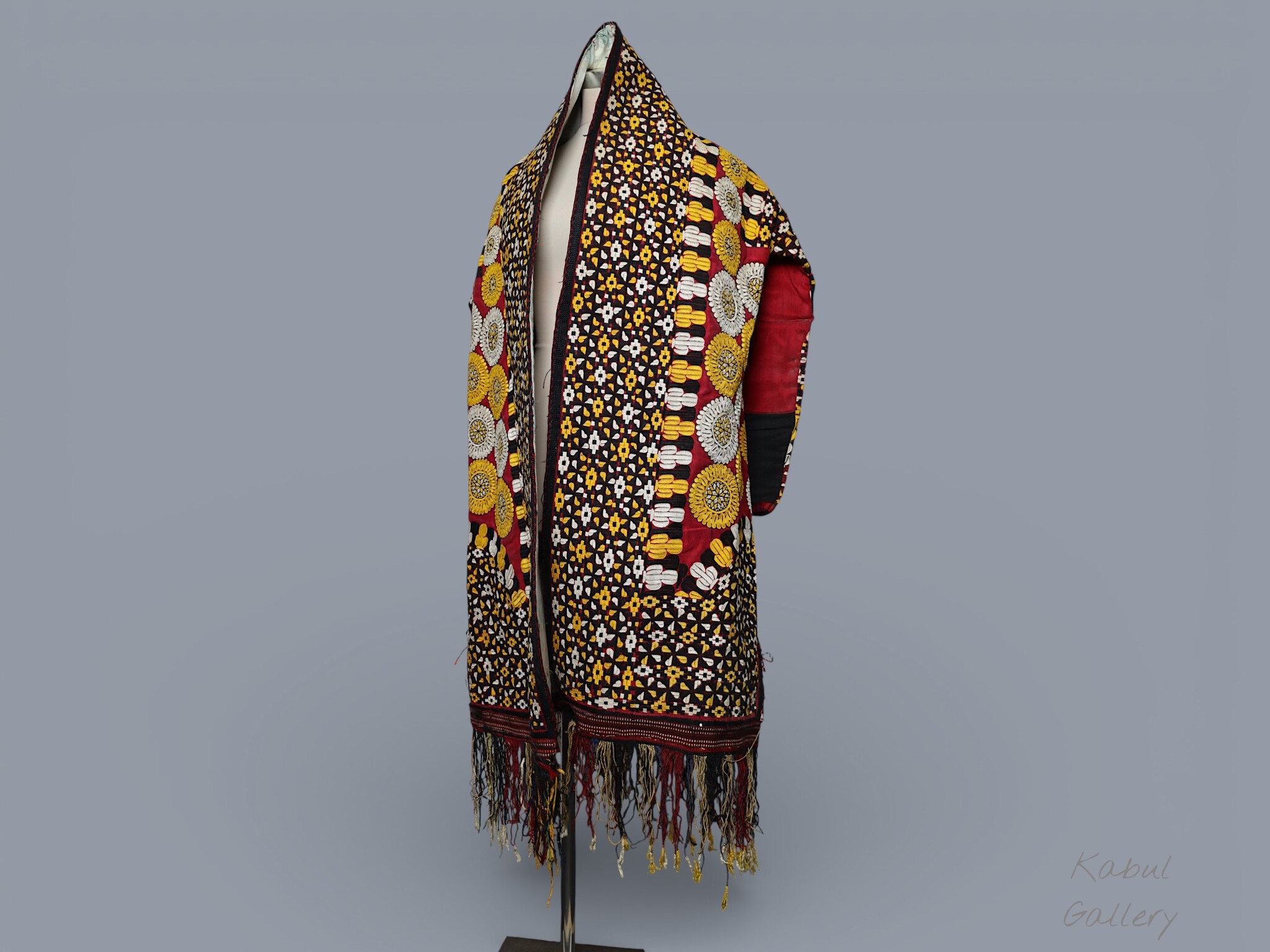 antique silk hand embroidered nomadic Turkmen Uzbek Afghan Ethnic Chapan coat Chirpy Turkmen Tekke Chyrpy Paranja  26D