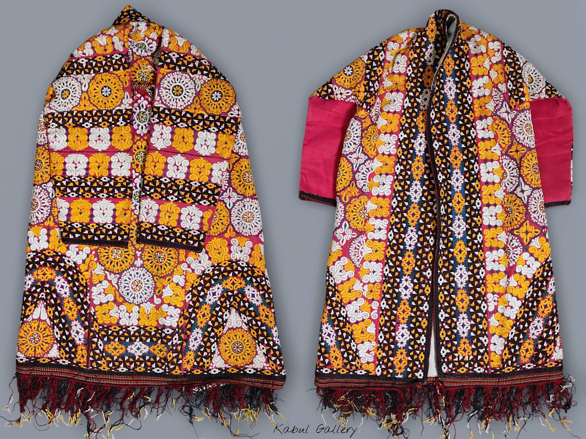 antique silk hand embroidered nomadic Turkmen Uzbek Afghan Ethnic Chapan coat Chirpy Turkmen Tekke Chyrpy Paranja  26F