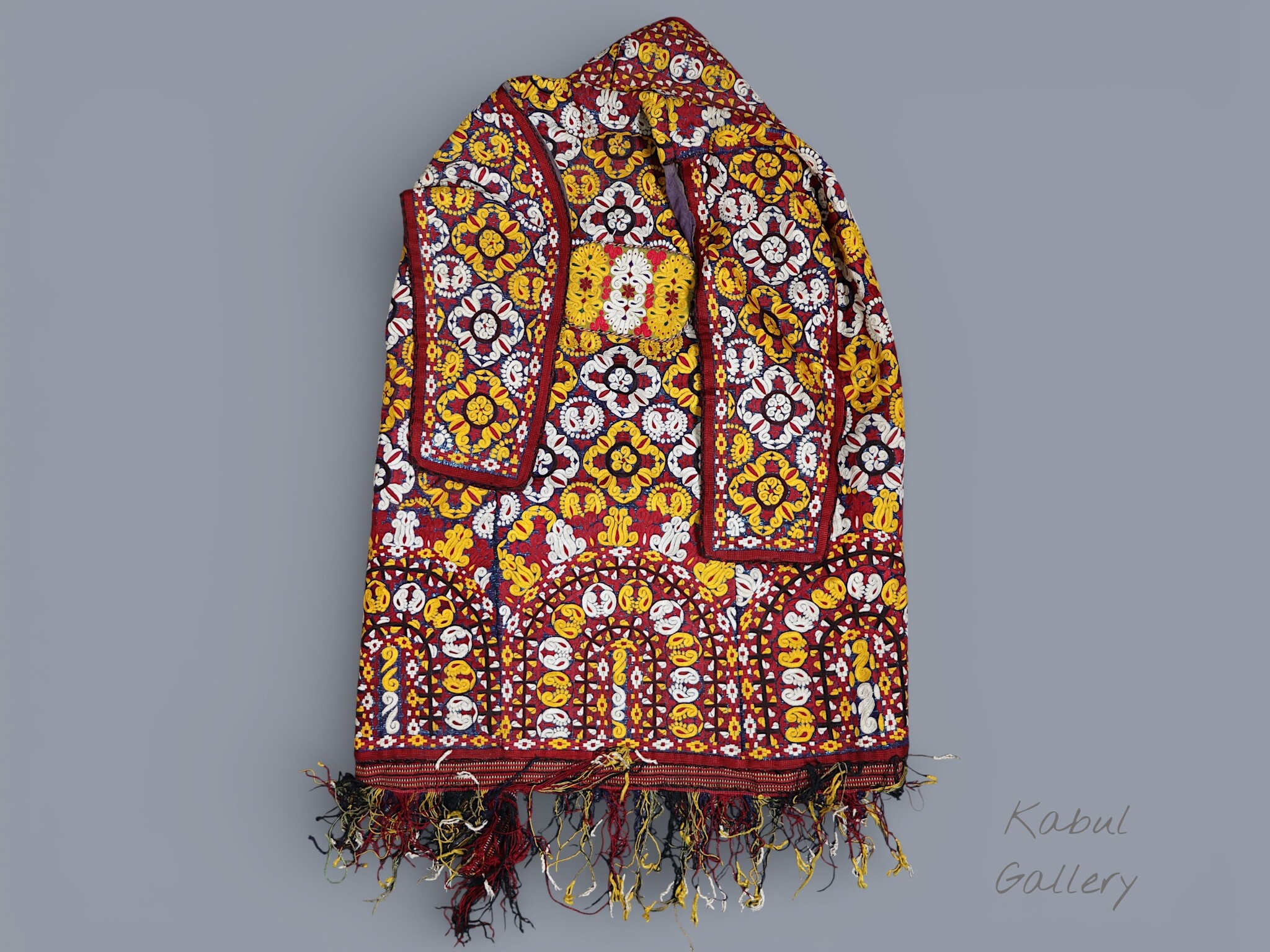 antique silk hand embroidered nomadic Turkmen Uzbek Afghan Ethnic Chapan coat Chirpy Turkmen Tekke Chyrpy Paranja  26G