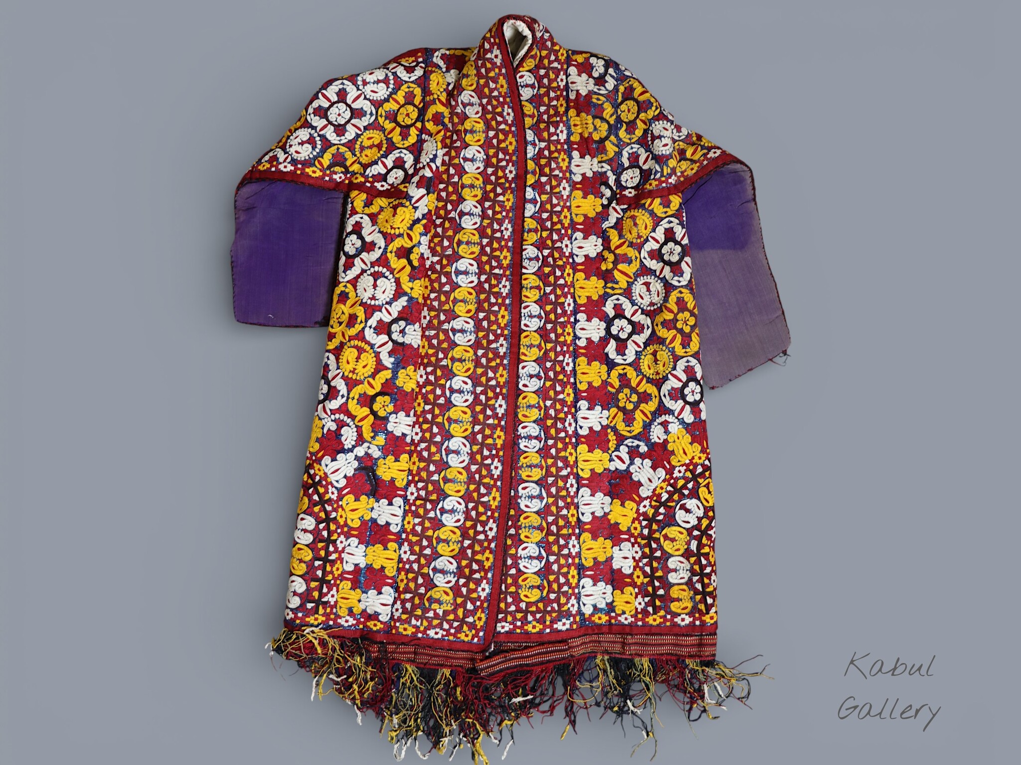 antique silk hand embroidered nomadic Turkmen Uzbek Afghan Ethnic Chapan coat Chirpy Turkmen Tekke Chyrpy Paranja  26G