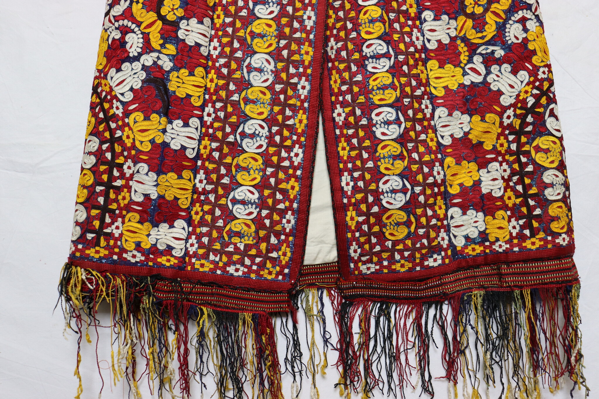 antique silk hand embroidered nomadic Turkmen Uzbek Afghan Ethnic Chapan coat Chirpy Turkmen Tekke Chyrpy Paranja  26G