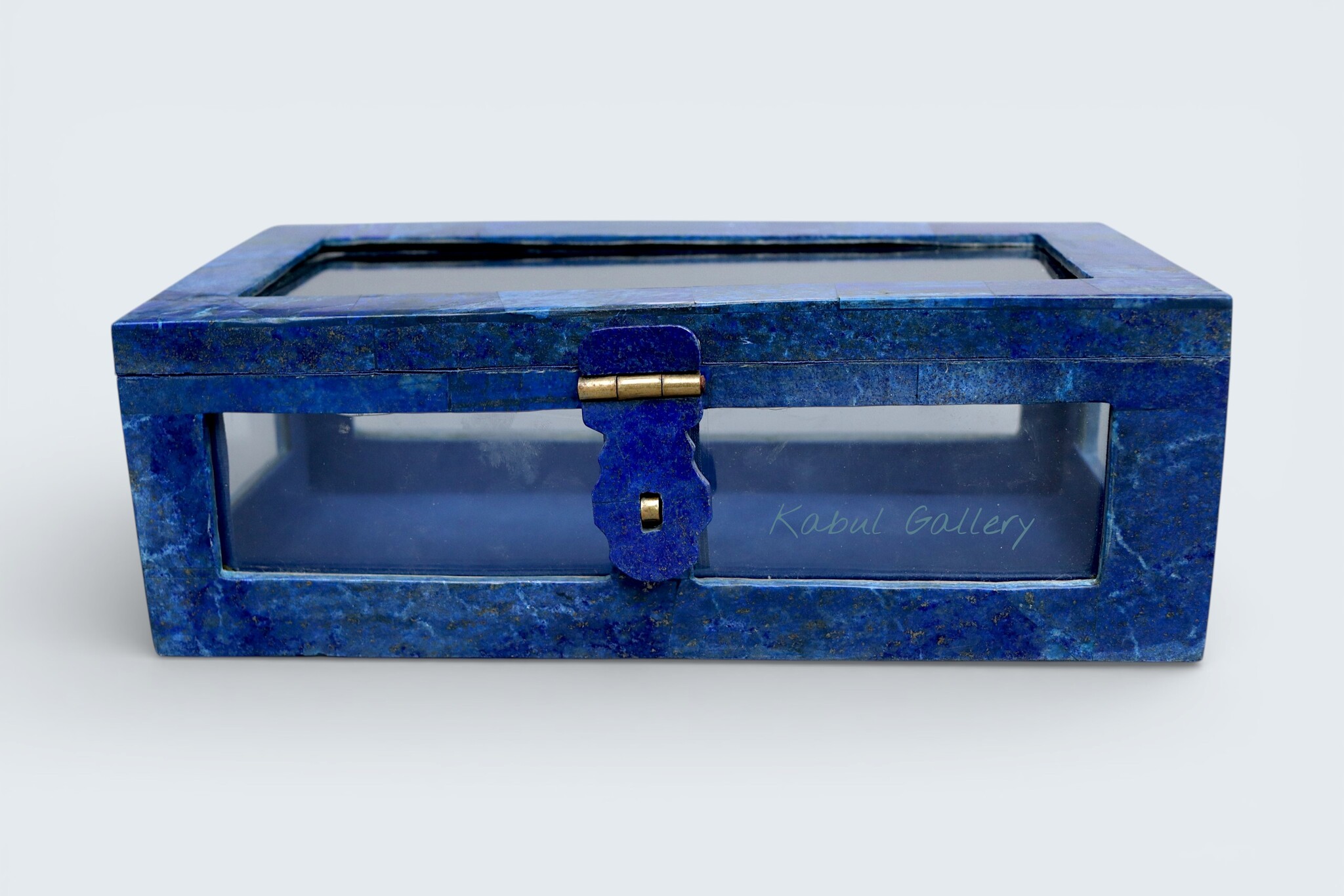 Extravagant Royal blau echt Lapis lazuli Schmuckkiste mit Glas aus Afghanistan Nr-18/A