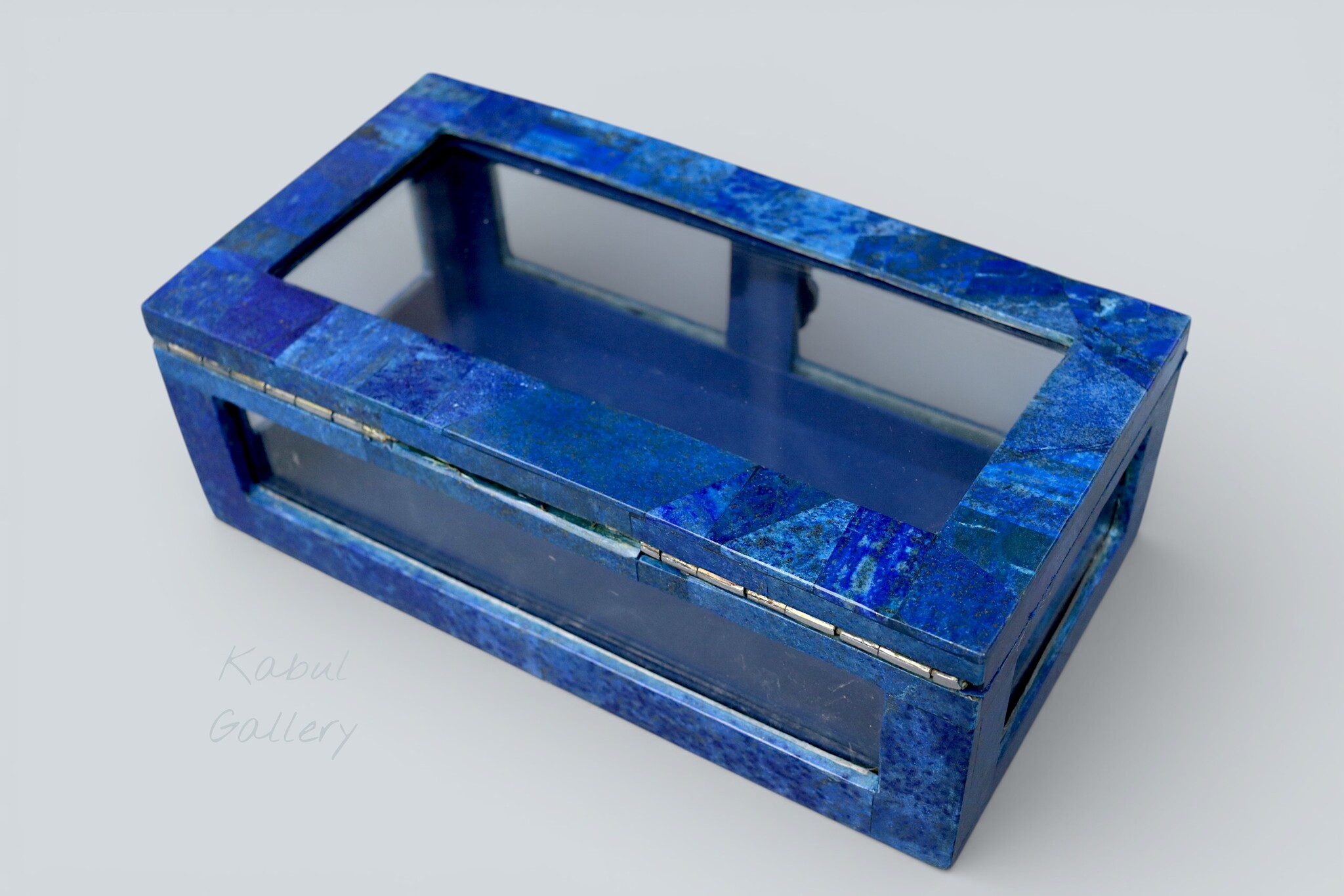 Extravagant Royal blau echt Lapis lazuli Schmuckkiste mit Glas aus Afghanistan Nr-18/A