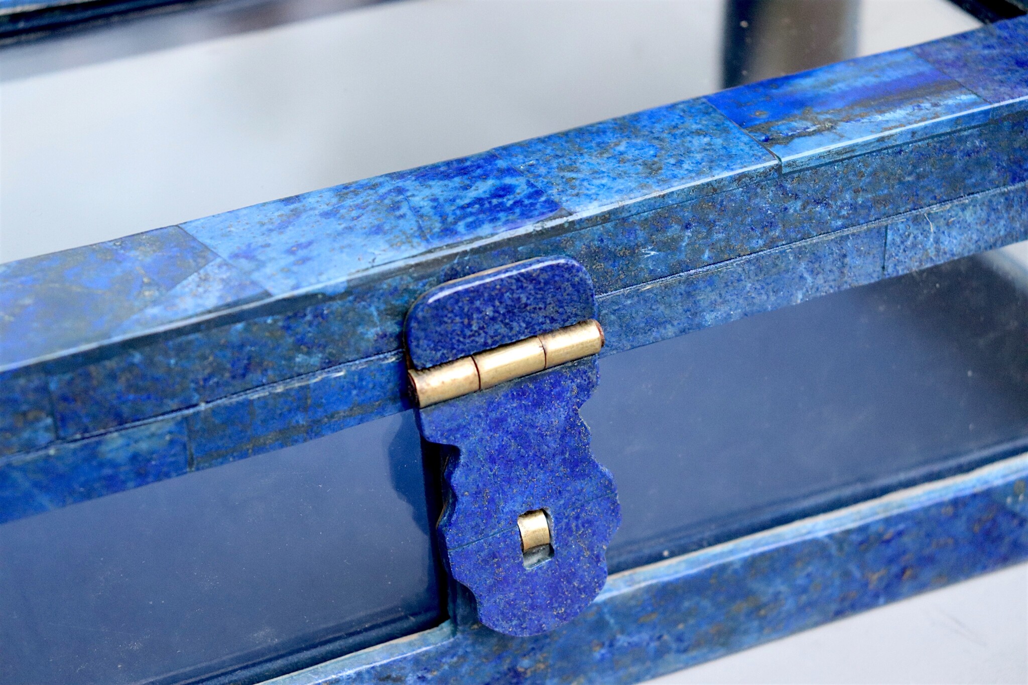 Extravagant Royal blau echt Lapis lazuli Schmuckkiste mit Glas aus Afghanistan Nr-18/A