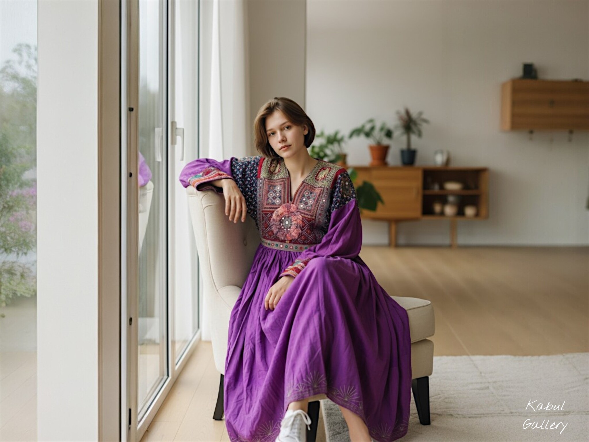 antik Nomaden kuchi Tracht  violett  18/11