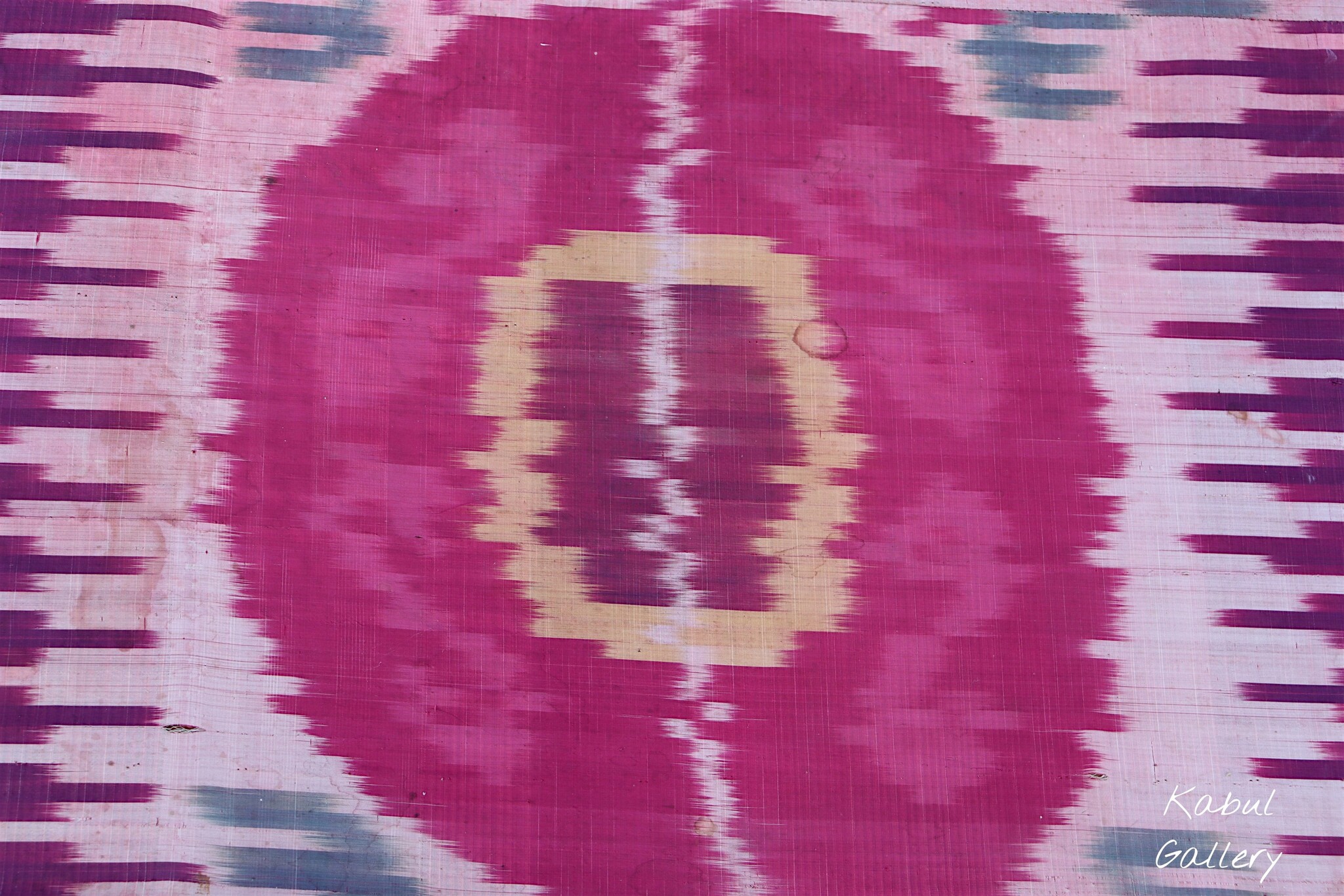 137x135 cm Antique  Uzbek tribal  Silk Ikat  Wall Hanging stretched on MDF wood