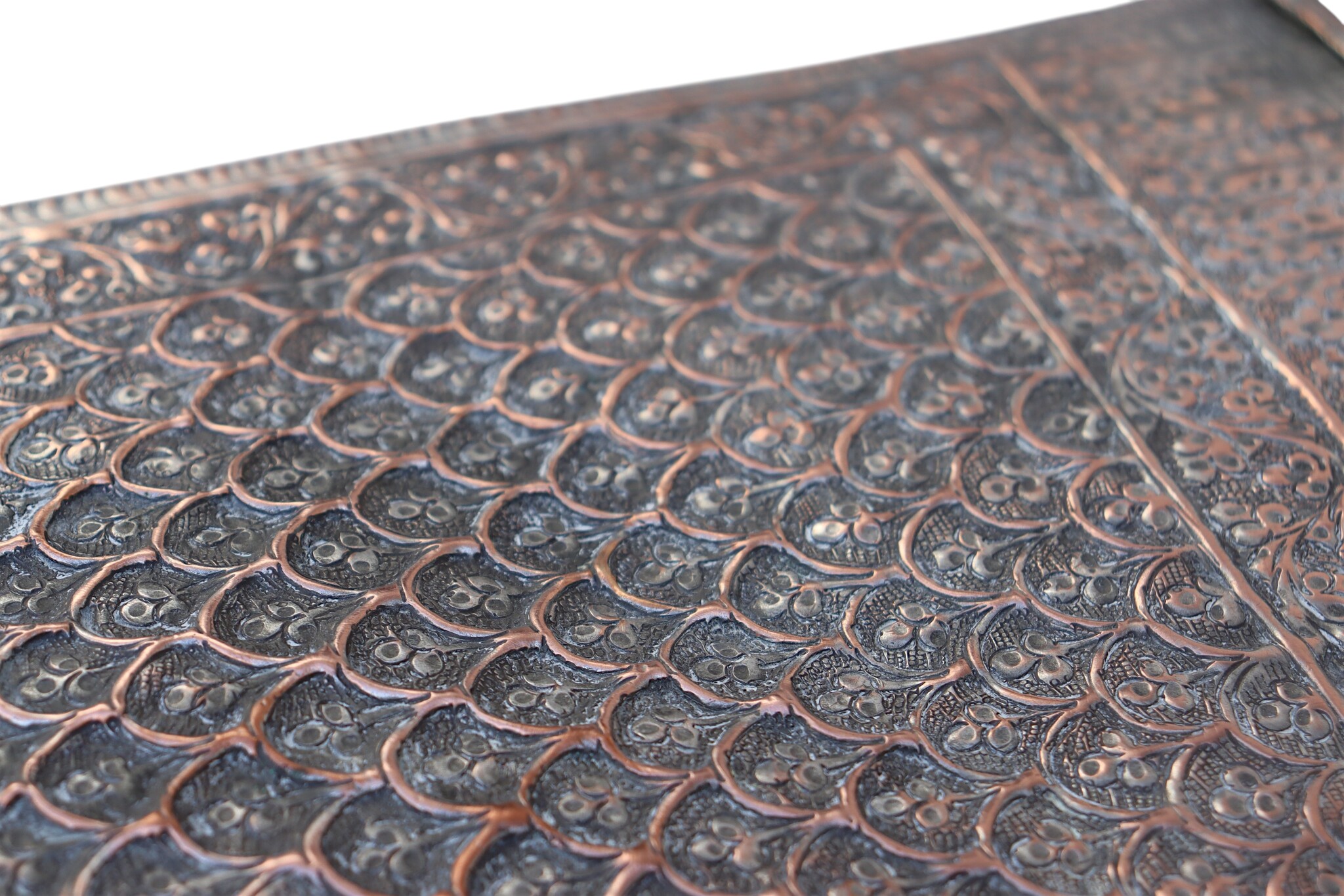 antique islamic solid copper tinned box chest tube jewelry box casket from Afghanistan 19th century No:ET26