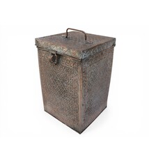 antique islamic solid copper tinned box chest tube jewelry box casket from Afghanistan 19th century No:ET26