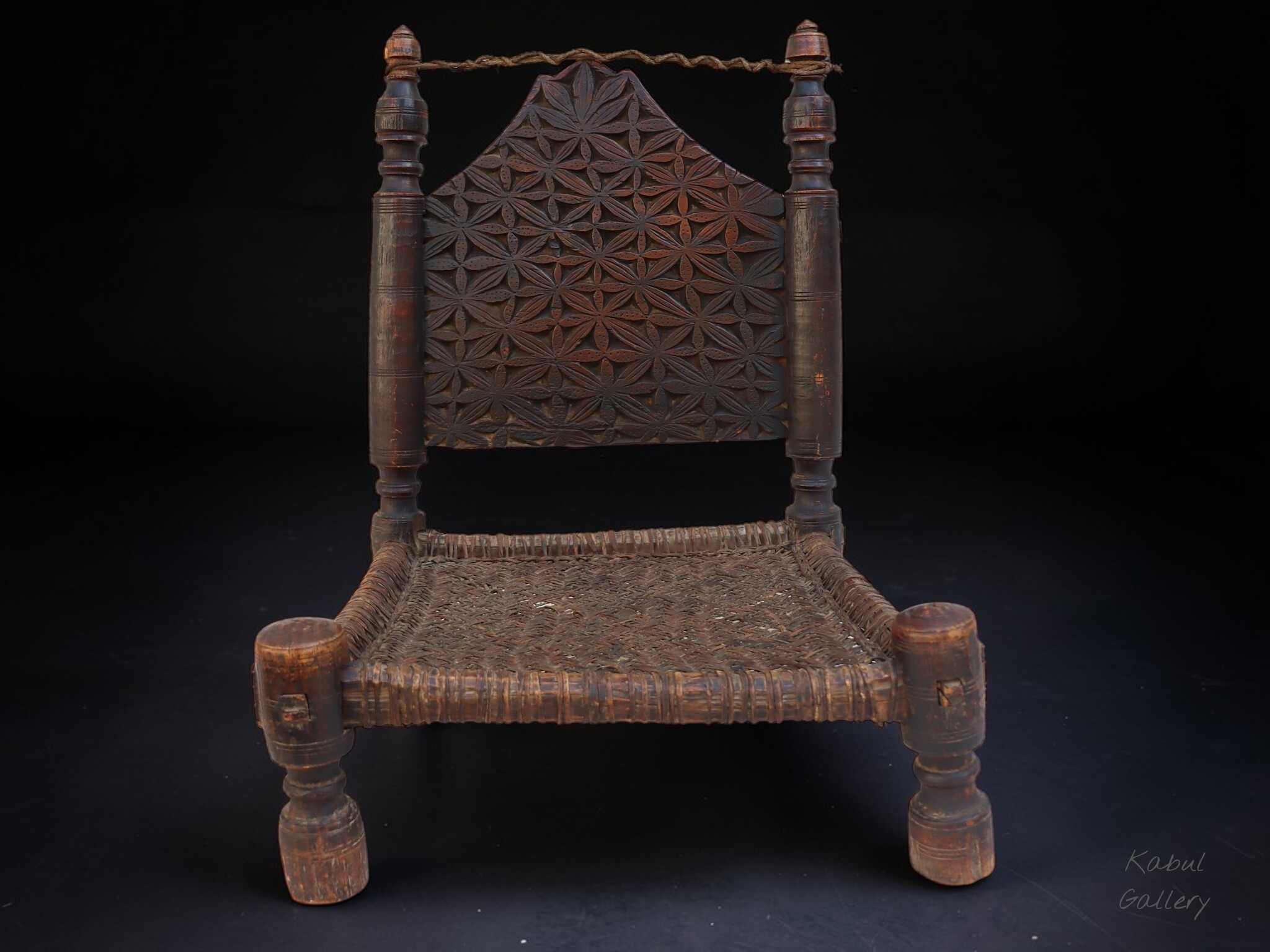 antique  cedar wood Low Chair from Nuristan Afghanistan / Swat Valley-Pakistan No-HH26