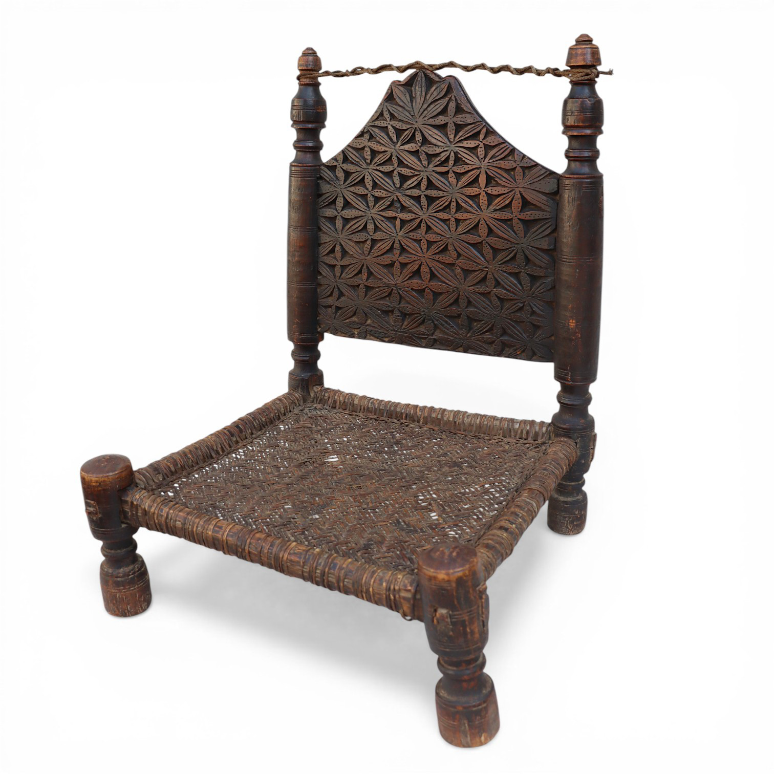 antique  cedar wood Low Chair from Nuristan Afghanistan / Swat Valley-Pakistan No-HH26