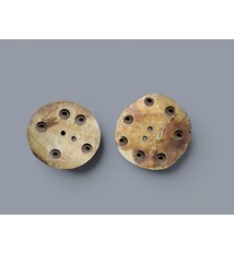 2 Pcs Vintage Hand Cut Shell Tany Buttons From The City Gilgit In The Swat Valley Of North Pakistan  - new
