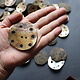 2 PCS Vintage Hand Cut Shell Tany Buttons From The City Gilgit In The Swat Valley Of North Pakistan. - new