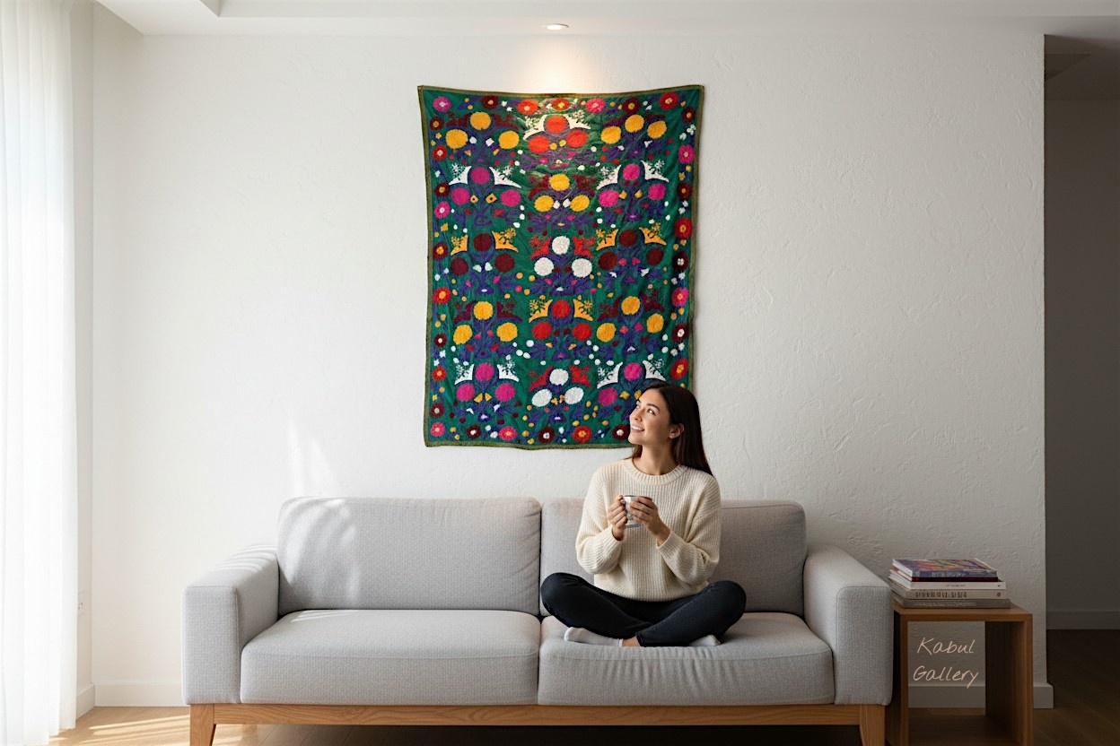 217x160  cm hand bestickte  Suzani Stickerei aus Uzbekistan  Nr:UZ26/ 4