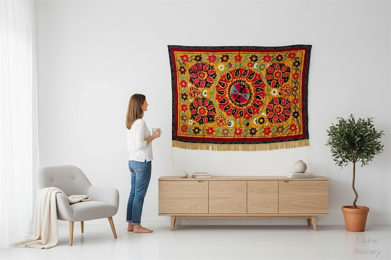 195x140  cm hand bestickte  Suzani Stickerei aus Uzbekistan  Nr:UZ26/ -5