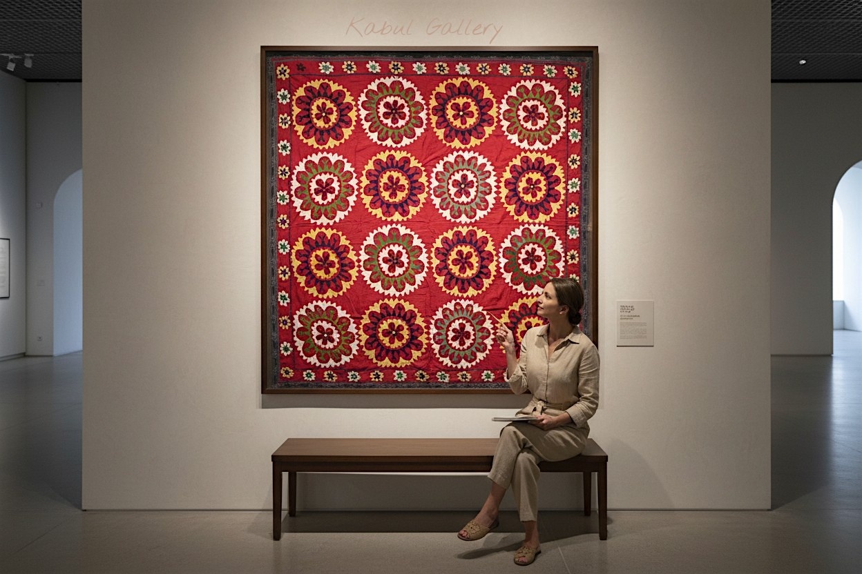 200x195  cm Hand Embroidered suzani from Uzbekistan.Tablecloth, Wall hanging, Bedspread,Bedcover No. UZ26/7