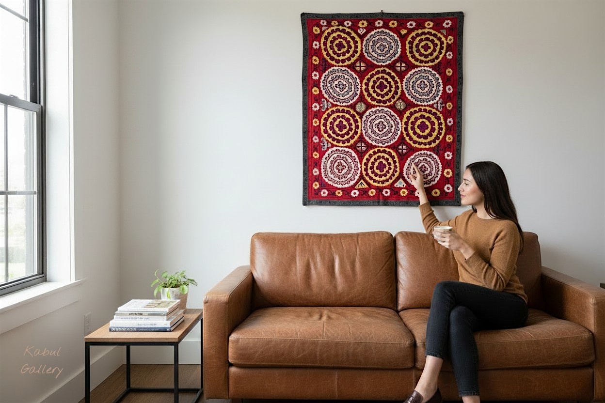 200x155  cm hand bestickte  Suzani Stickerei aus Uzbekistan  Nr:UZ26/ 10